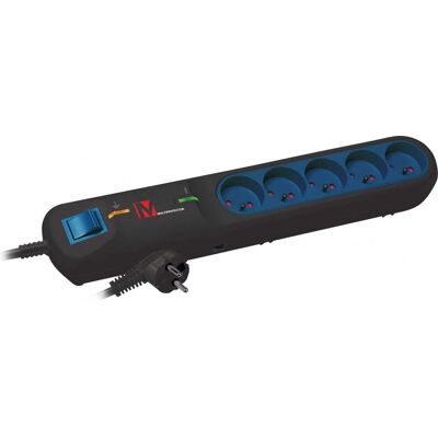 Lestar Multiprise - 5 Prises, 2,5m, Noir - Power Strip - Publicité Lestar Multiprise - 5 Prises, 2,5m, Noir - Power Strip - Publicité
