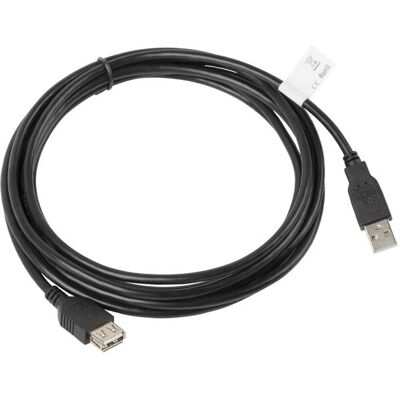 Cablu USB Lanberg 3m Negru USB 2.0 Mâner A - Drept Cablu USB Lanberg 3m Negru USB 2.0 Mâner A - Drept