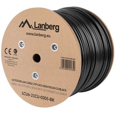 Lanberg LCU6-21CU-0305-BK 305 m Czarny Kabel sieciowy kategorii 6 U/UTP Lanberg LCU6-21CU-0305-BK 305 m Czarny Kabel sieciowy kategorii 6 U/UTP
