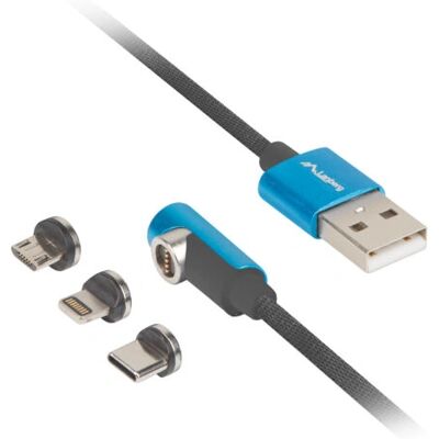 Lanberg USB-kabel - 1m 3-i-1 Lightning Micro USB USB-C Svart Lanberg USB-kabel - 1m 3-i-1 Lightning Micro USB USB-C Svart