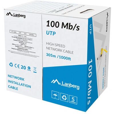 Keltainen Lanberg LCU5-10CC-0305-Y 305m Verkkokaapeli UTP Category 5e & 6 Keltainen Lanberg LCU5-10CC-0305-Y 305m Verkkokaapeli UTP Category 5e & 6