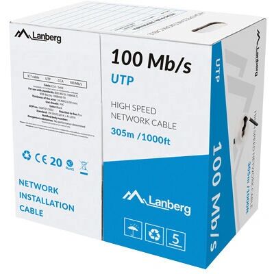 Cavo di Rete Lanberg LCU5-10CC-0305-BK - 305m - UTP - Nero Cavo di Rete Lanberg LCU5-10CC-0305-BK - 305m - UTP - Nero