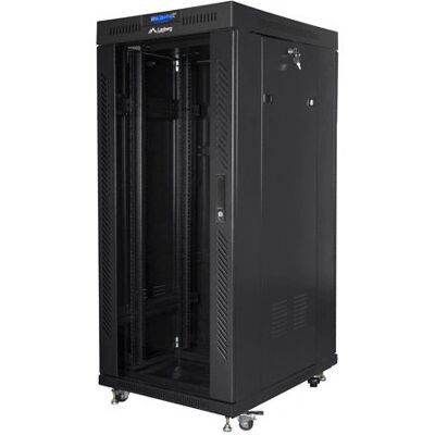 Armário rack Lanberg 27U - Aço, Porta de vidro com fechadura Armário rack Lanberg 27U - Aço, Porta de vidro com fechadura