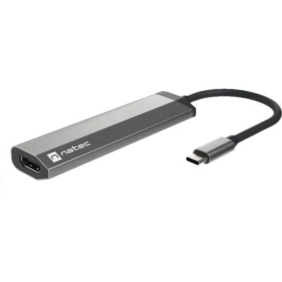 NATEC Fowler Slim USB Hub - USB 3.2 Gen 1, Type-C, Svart, Krom NATEC Fowler Slim USB Hub - USB 3.2 Gen 1, Type-C, Svart, Krom