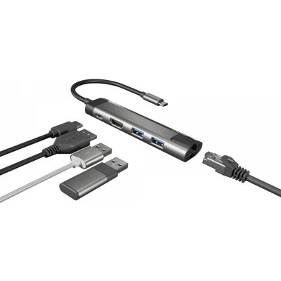NATEC Fowler Go USB-Hub - Edelstahl, Type-C, 100W NATEC Fowler Go USB-Hub - Edelstahl, Type-C, 100W