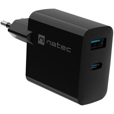 NATEC Ribera GaN-laddare - 45W USB-C & USB-A - Snabb & Universell NATEC Ribera GaN-laddare - 45W USB-C & USB-A - Snabb & Universell