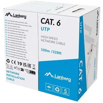 Lanberg LCU6-11CU-0100-S 100m Kabel sieciowy Cat6 U/UTP - Szary Lanberg LCU6-11CU-0100-S 100m Kabel sieciowy Cat6 U/UTP - Szary