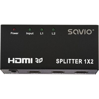 Rozdzielacz HDMI Savio CL-42 Czarny - 2x HDMI Rozdzielacz HDMI Savio CL-42 Czarny - 2x HDMI