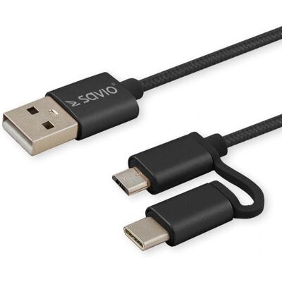 Savio CL-128 USB-Kabel 1 m - USB A auf USB C/Micro-USB A - Schwarz Savio CL-128 USB-Kabel 1 m - USB A auf USB C/Micro-USB A - Schwarz