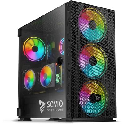 Savio Raptor X1 - Boîtier PC en Verre et Maille ARGB Noir - Publicité Savio Raptor X1 - Boîtier PC en Verre et Maille ARGB Noir - Publicité