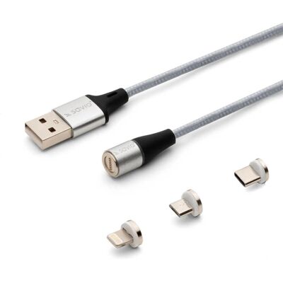 Savio CL-153 Lade-/Datakabelset - 3-in-1 Magnetisch, 1m, Silber Savio CL-153 Lade-/Datakabelset - 3-in-1 Magnetisch, 1m, Silber