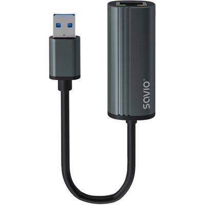 Savio AK-55 Adapter USB-A 3.1 GEN 1 - Ethernet - Grau Savio AK-55 Adapter USB-A 3.1 GEN 1 - Ethernet - Grau