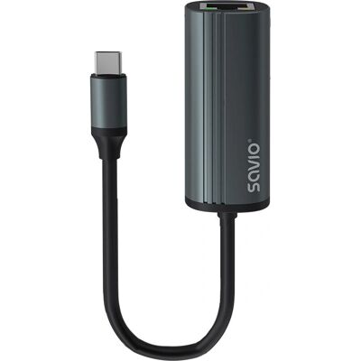 Savio AK-56 USB-C Ethernet Adapter - Gigabit, Grau Savio AK-56 USB-C Ethernet Adapter - Gigabit, Grau