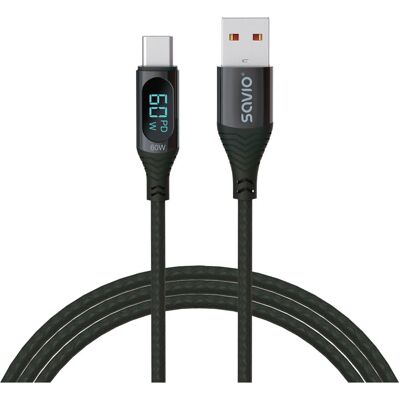 Câble USB Savio - USB-C avec affichage - 1m - Noir - Publicité Câble USB Savio - USB-C avec affichage - 1m - Noir - Publicité