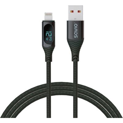 Savio USB - Lightning Kabel mit Display - 1 m schwarz Savio USB - Lightning Kabel mit Display - 1 m schwarz