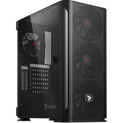 Savio Shadow X2 Mesh/Glass Computer-Gehäuse - Schwarz Savio Shadow X2 Mesh/Glass Computer-Gehäuse - Schwarz