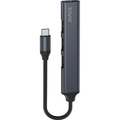 Savio AK-71 USB-Hub - 3 USB-A 2.0, 1 USB-A 3.0, 4-in-1 - 5 Gbps Savio AK-71 USB-Hub - 3 USB-A 2.0, 1 USB-A 3.0, 4-in-1 - 5 Gbps