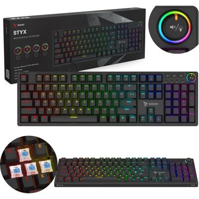 Podświetlana klawiatura gamingowa RGB Savio Styx Outemu Blue Hot Swap - Klawiatura Podświetlana klawiatura gamingowa RGB Savio Styx Outemu Blue Hot Swap - Klawiatura