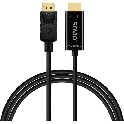 Savio CL-189 DisplayPort auf HDMI 4K 60 Hz Kabeladapter Savio CL-189 DisplayPort auf HDMI 4K 60 Hz Kabeladapter