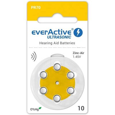 Piles pour appareil auditif Everactive PA10 - Pack de 60 - Publicité Piles pour appareil auditif Everactive PA10 - Pack de 60 - Publicité