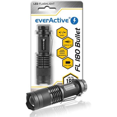 Everactive FL180 Schwarze LED-Handlampe - Taschenlampe Everactive FL180 Schwarze LED-Handlampe - Taschenlampe