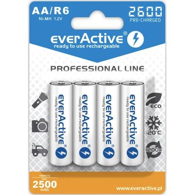 Batterie ricaricabili NiMH AA Everactive EVHRL6-2600 - Linea Professionale Batterie ricaricabili NiMH AA Everactive EVHRL6-2600 - Linea Professionale