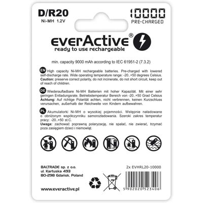 Everactive R20/D NiMH 10000mAh Haushaltsbatterie Everactive R20/D NiMH 10000mAh Haushaltsbatterie