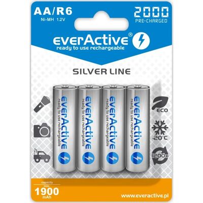 Everactive Silver Line Laddbara AA Batteri - 2000mAh Everactive Silver Line Laddbara AA Batteri - 2000mAh