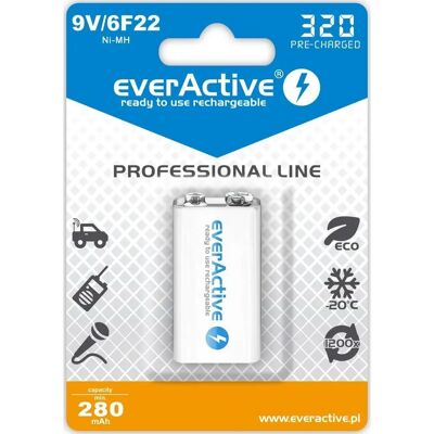 Everactive EVHRL22-320 9V NiMH Dobíjecí Baterie - Domácí Baterie Everactive EVHRL22-320 9V NiMH Dobíjecí Baterie - Domácí Baterie