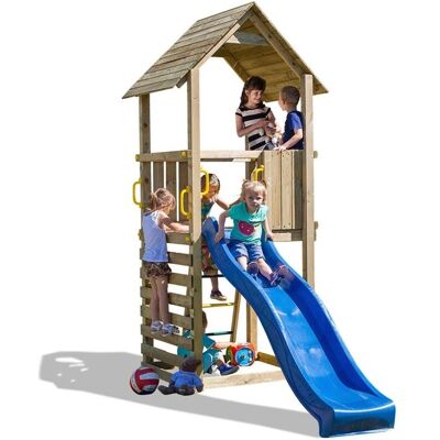 FUNGOO Brauner Spielturm mit Rutsche & Kletterwand - Spielplatz FUNGOO Brauner Spielturm mit Rutsche & Kletterwand - Spielplatz
