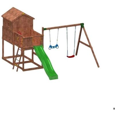 FUNGOO Mein HAUS Move+ Holzspielhaus - Kinder Schaukel & Rutsche FUNGOO Mein HAUS Move+ Holzspielhaus - Kinder Schaukel & Rutsche
