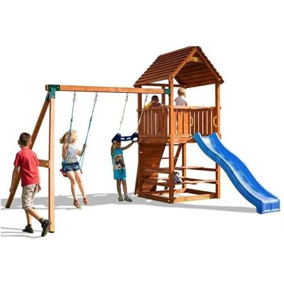 Fungoo Spielturm - Holz Klettergerüst mit Rutsche & Schaukel Fungoo Spielturm - Holz Klettergerüst mit Rutsche & Schaukel