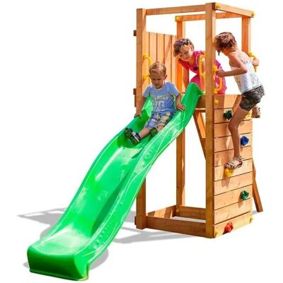 FUNGOO Spielturm - Braun mit Rutsche & Kletterwand - Spielturm FUNGOO Spielturm - Braun mit Rutsche & Kletterwand - Spielturm