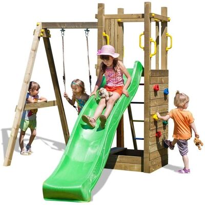 Parco Giochi FUNGOO Funny3 Marrone - Muro di Arrampicata, Scivolo & Altalena Parco Giochi FUNGOO Funny3 Marrone - Muro di Arrampicata, Scivolo & Altalena