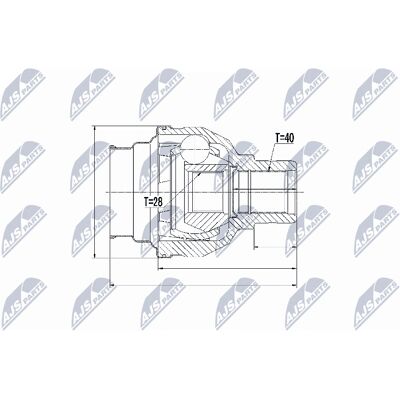 NTY NPW-VW-031 Driveshaft-ledsæt - Venstre foran - Gearkassens side NTY NPW-VW-031 Driveshaft-ledsæt - Venstre foran - Gearkassens side