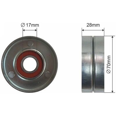 Hyundai Kia Tensioner Pulley - Metal 17/70mm Hyundai Kia Tensioner Pulley - Metal 17/70mm