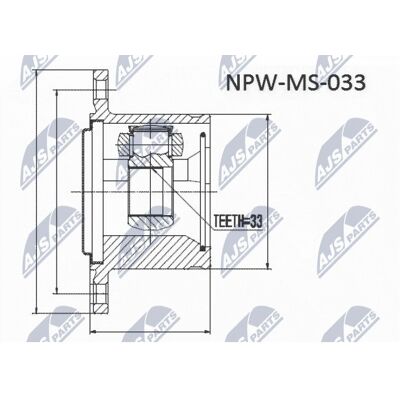 Set de articulații pentru arborele de transmisie NPW-MS-054 - Axul față drept Mitsubishi Set de articulații pentru arborele de transmisie NPW-MS-054 - Axul față drept Mitsubishi