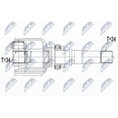 Set de articulații ax transmisie NTY - 395mm, 34/24 dinți, pentru Citroën C3 Set de articulații ax transmisie NTY - 395mm, 34/24 dinți, pentru Citroën C3