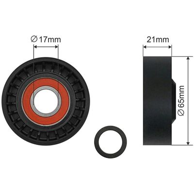 Tambur ghidaj curea de distribuție Ford Volvo - Lățime 21mm, Diametru interior 17mm, Diametru exterior 65mm - Plastic Tambur ghidaj curea de distribuție Ford Volvo - Lățime 21mm, Diametru interior 17mm, Diametru exterior 65mm - Plastic