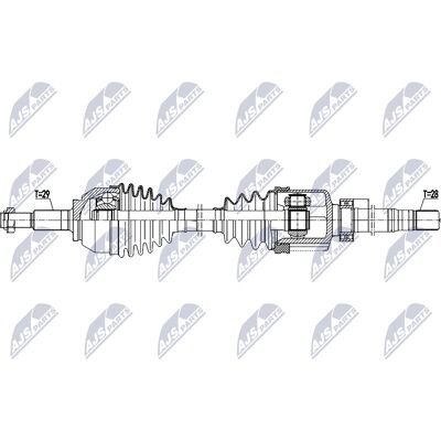 NTY NPW-RE-205 - Drivaksling til Renault Trafic 3, Automatisk transmission 6 gear, Højre foraksel NTY NPW-RE-205 - Drivaksling til Renault Trafic 3, Automatisk transmission 6 gear, Højre foraksel