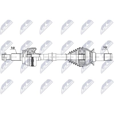 NTY NPW-JG-014 - Rear Left Drive Shaft for Jaguar NTY NPW-JG-014 - Rear Left Drive Shaft for Jaguar