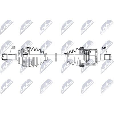 NTY NPW-LR-039 - Driveshaft for LAND ROVER - Left front axle - Manual & automatic NTY NPW-LR-039 - Driveshaft for LAND ROVER - Left front axle - Manual & automatic