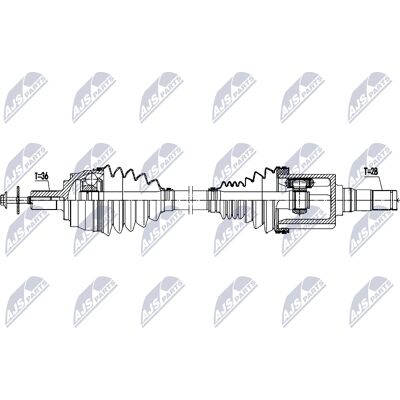 NTY NPW-VV-162 Volvo V40 Front Left Drive Shaft - Drive Shaft NTY NPW-VV-162 Volvo V40 Front Left Drive Shaft - Drive Shaft