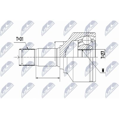 Set de articulații pentru axul față stâng Volvo NTY NPW-VV-095 Set de articulații pentru axul față stâng Volvo NTY NPW-VV-095