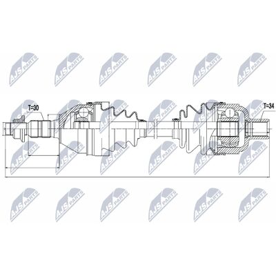 Ax de transmisie NTY pentru Opel Insignia Saab 9-5 - Ax frontal, 6 trepte Ax de transmisie NTY pentru Opel Insignia Saab 9-5 - Ax frontal, 6 trepte