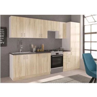 Cuisine complète SARA - Décor chêne sonoma - L300 cm - Ensemble de meubles de cuisine - Publicité Cuisine complète SARA - Décor chêne sonoma - L300 cm - Ensemble de meubles de cuisine - Publicité