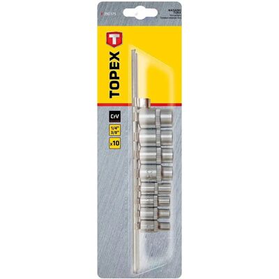 Topex Torx Steckschlüsselsatz - 10-tlg. mit Adaptern Topex Torx Steckschlüsselsatz - 10-tlg. mit Adaptern