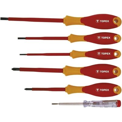 TOPEX 6-tlg. Isolierte Schraubendreher-Set mit Spannungsprüfer TOPEX 6-tlg. Isolierte Schraubendreher-Set mit Spannungsprüfer