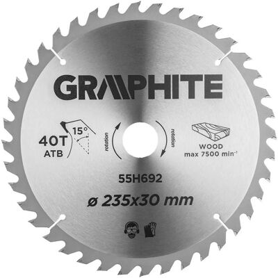 Graphite 55H692 Kreissägeblatt - Holz, 235mm, 40Zähne Graphite 55H692 Kreissägeblatt - Holz, 235mm, 40Zähne