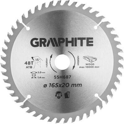 Graphite 55H687 Kreissägeblatt - Breit, Tauchsäge, 48 Zähne Graphite 55H687 Kreissägeblatt - Breit, Tauchsäge, 48 Zähne